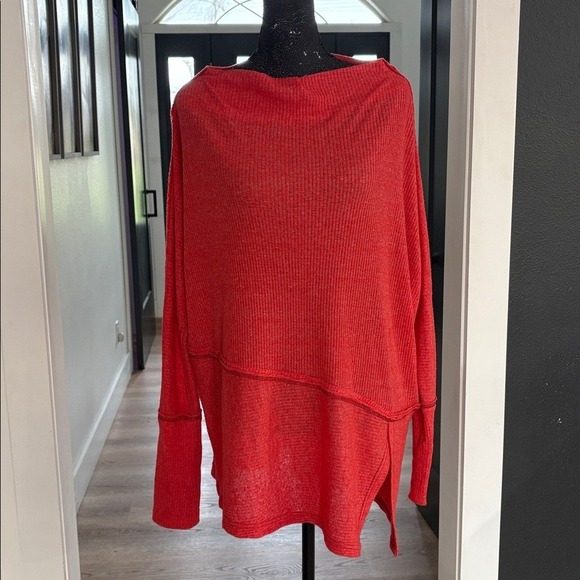 Free People We The Free Londontown Thermal Top Burnt Orange Asymmetrical XS - Picture 2 of 15